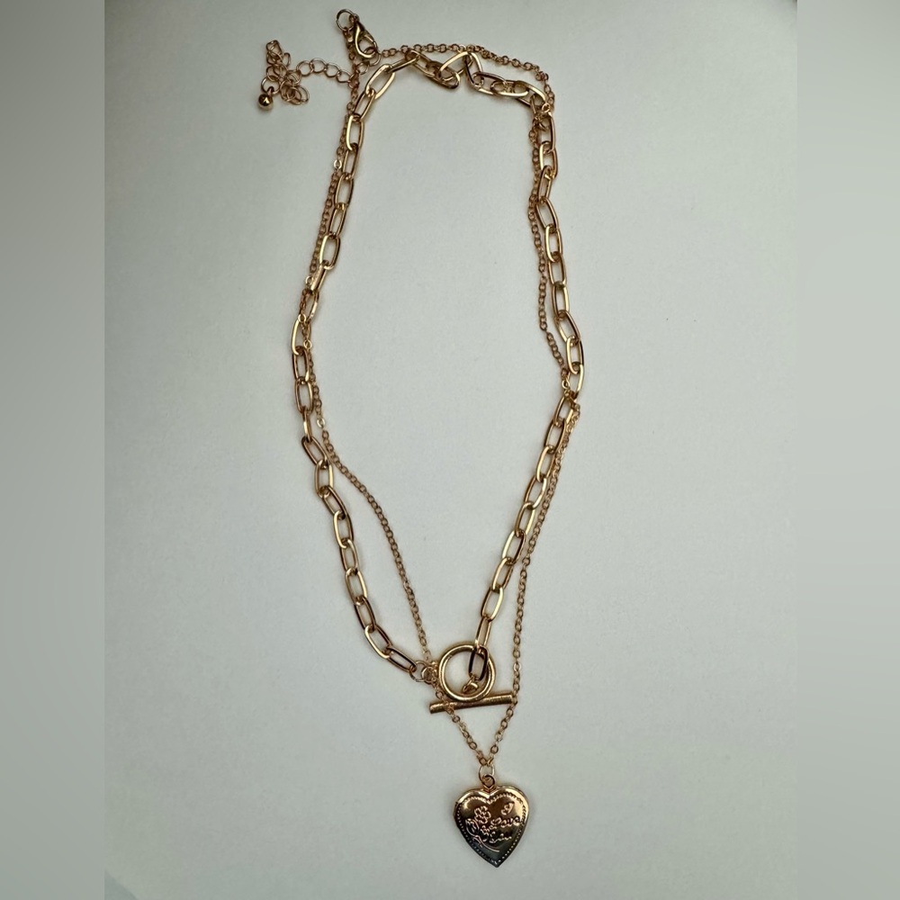 Heart locket Layered Necklace Stainless Steel